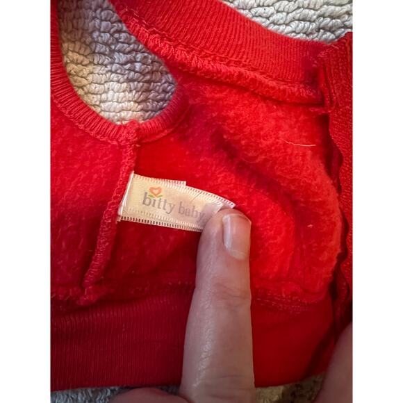 American Girl Bitty Baby Fleece Red Vest Blue Shorts Doll Clothing Retired - Picture 6 of 8